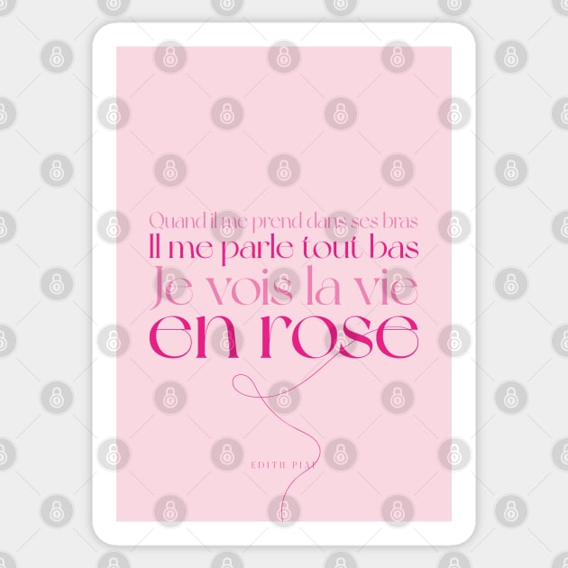 La vie en rose - Edith Piaf Sticker by Labonneepoque